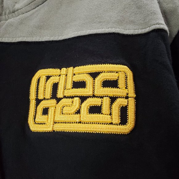 VINTAGE Tribal Gear Men Sweatshirt Large Black Hoodie Logo Embroidered Full Zip - Picture 3 of 13